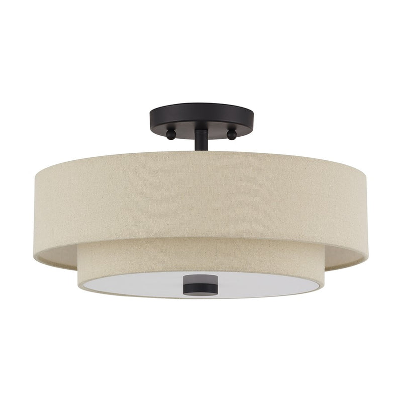 Livex Bellingham 3Lt Large Semi-Flush, Bronze/Parchment Hardback
