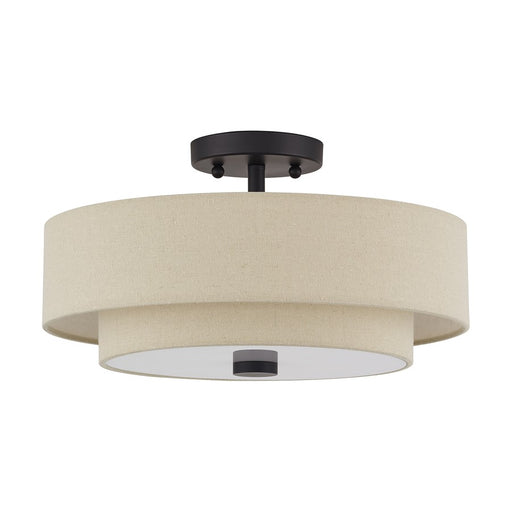 Livex Bellingham 3Lt Large Semi-Flush, Bronze/Parchment Hardback