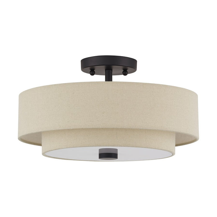 Livex Bellingham 3Lt Large Semi-Flush, Bronze/Parchment Hardback