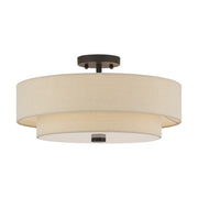 Livex Bellingham 4Lt Large Semi-Flush, Bronze/Parchment Hardback - 58855-07