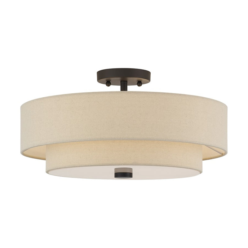 Livex Bellingham 4Lt Large Semi-Flush, Bronze/Parchment Hardback - 58855-07