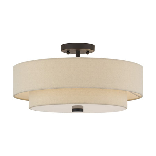 Livex Bellingham 4Lt Large Semi-Flush, Bronze/Parchment Hardback - 58855-07
