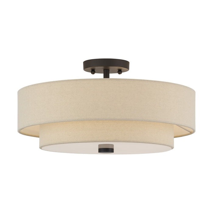 Livex Bellingham 4Lt Large Semi-Flush, Bronze/Parchment Hardback - 58855-07