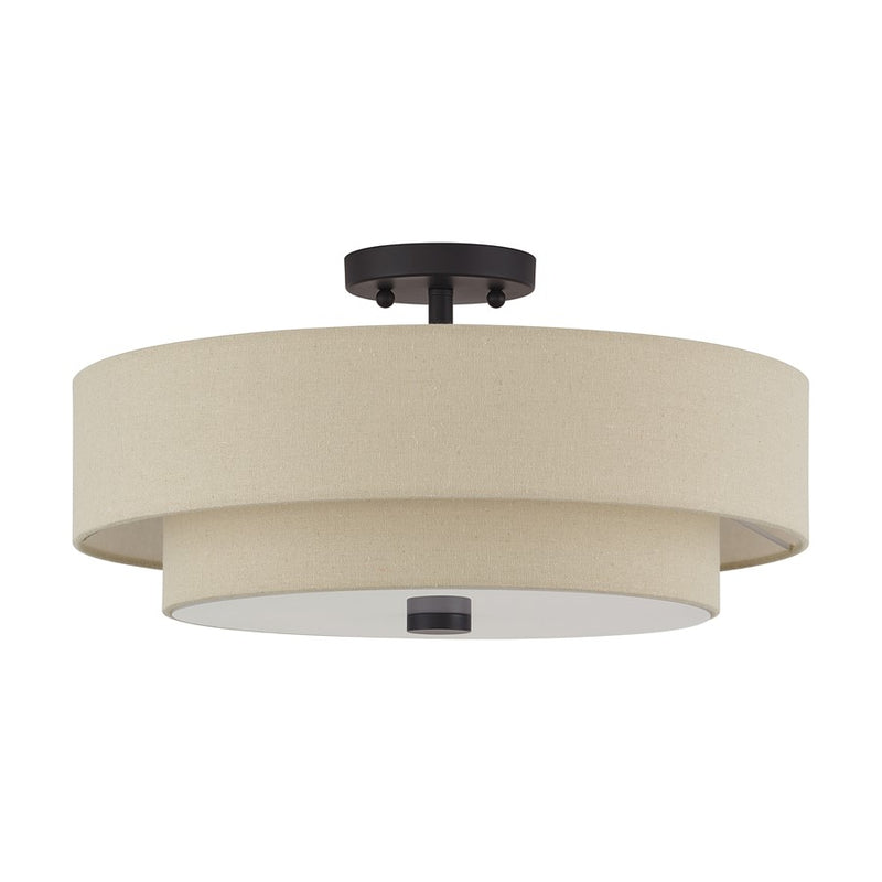 Livex Bellingham 4Lt Large Semi-Flush, Bronze/Parchment Hardback