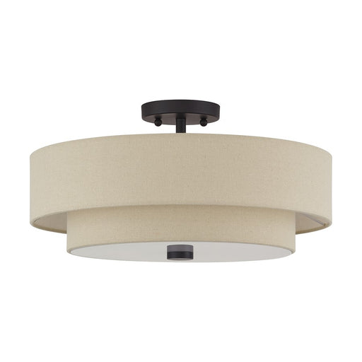 Livex Bellingham 4Lt Large Semi-Flush, Bronze/Parchment Hardback