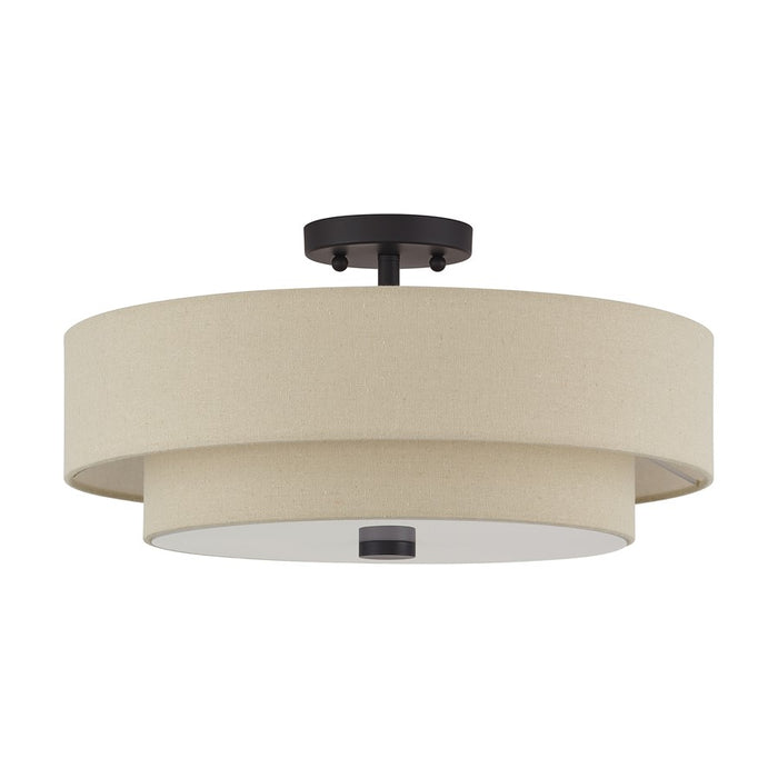 Livex Bellingham 4Lt Large Semi-Flush, Bronze/Parchment Hardback