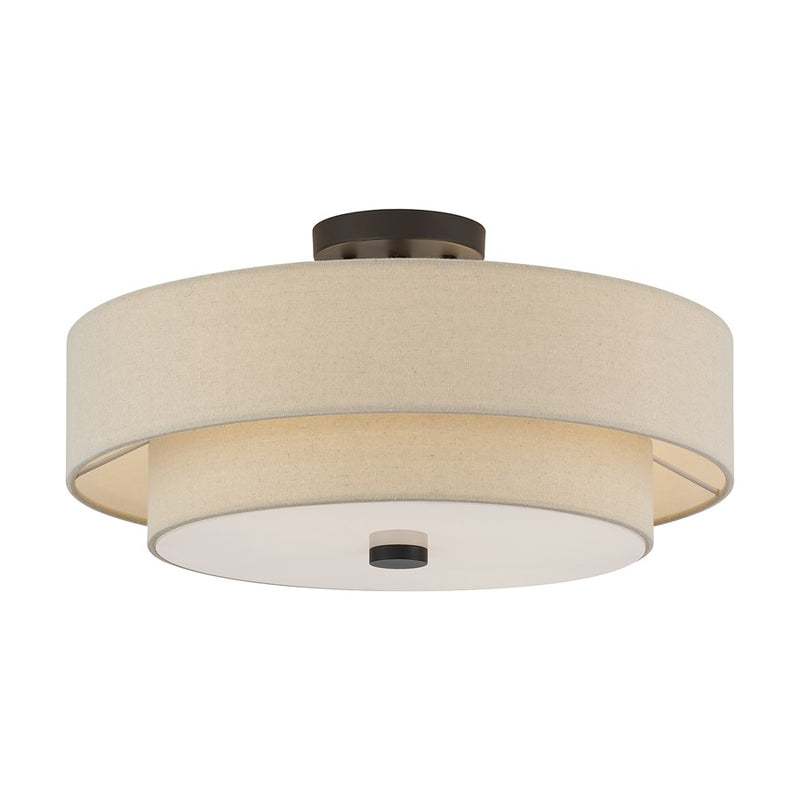 Livex Bellingham 4Lt Large Semi-Flush, Bronze/Parchment Hardback