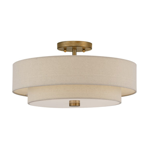 Livex Bellingham 4Lt 18" Semi-Flush, Gold/Parchment Hardback/White - 58855-48