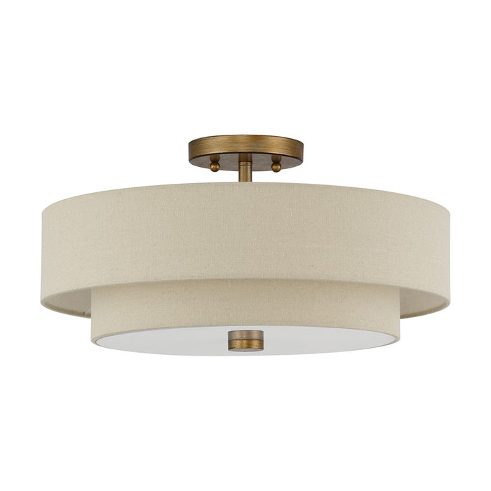 Livex Bellingham 4Lt 18" Semi-Flush, Gold/Parchment Hardback/White