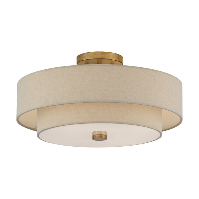 Livex Bellingham 4Lt 18" Semi-Flush, Gold/Parchment Hardback/White