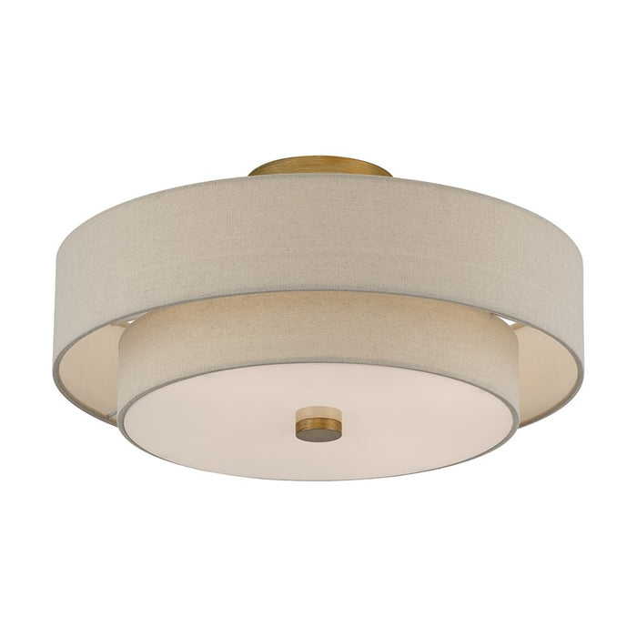 Livex Bellingham 4Lt 18" Semi-Flush, Gold/Parchment Hardback/White