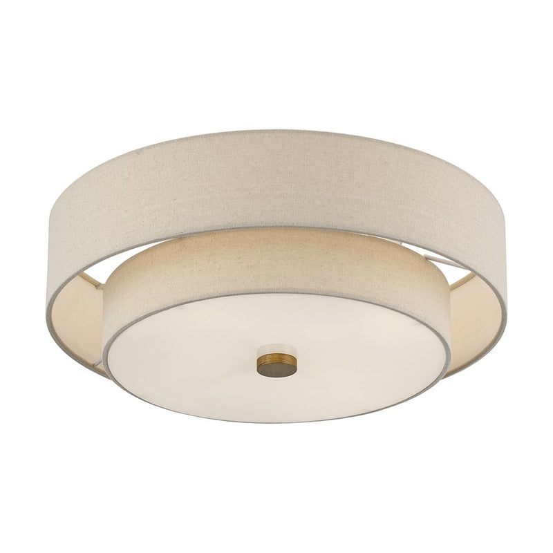Livex Bellingham 4Lt 18" Semi-Flush, Gold/Parchment Hardback/White