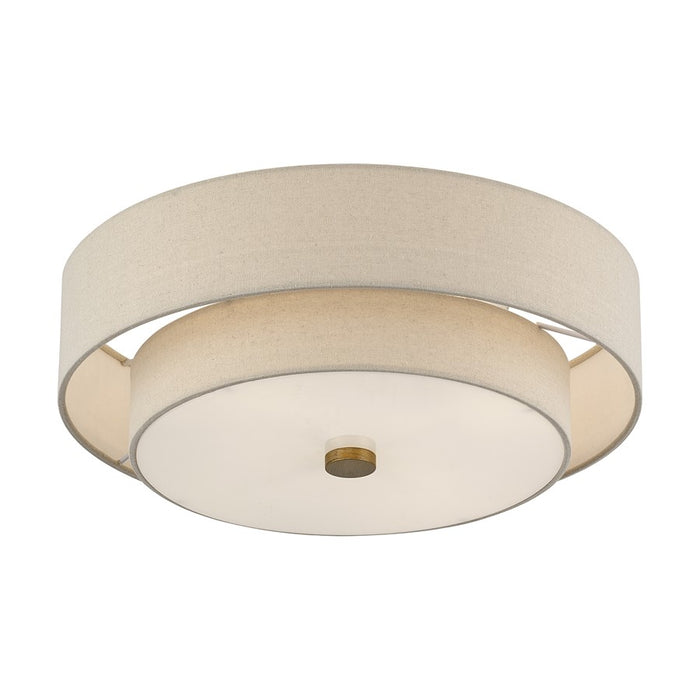 Livex Bellingham 4Lt 18" Semi-Flush, Gold/Parchment Hardback/White