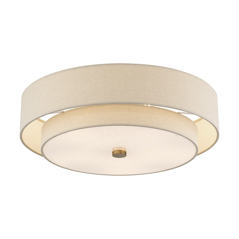Livex Bellingham 5Lt 22" Semi-Flush, Gold/Parchment Hardback/White