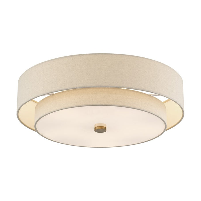 Livex Bellingham 5Lt 22" Semi-Flush, Gold/Parchment Hardback/White