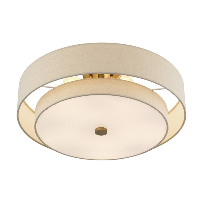Livex Bellingham 5Lt 22" Semi-Flush, Gold/Parchment Hardback/White