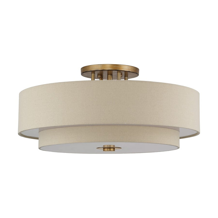 Livex Bellingham 6Lt 30" Semi-Flush, Gold/Parchment Hardback/White