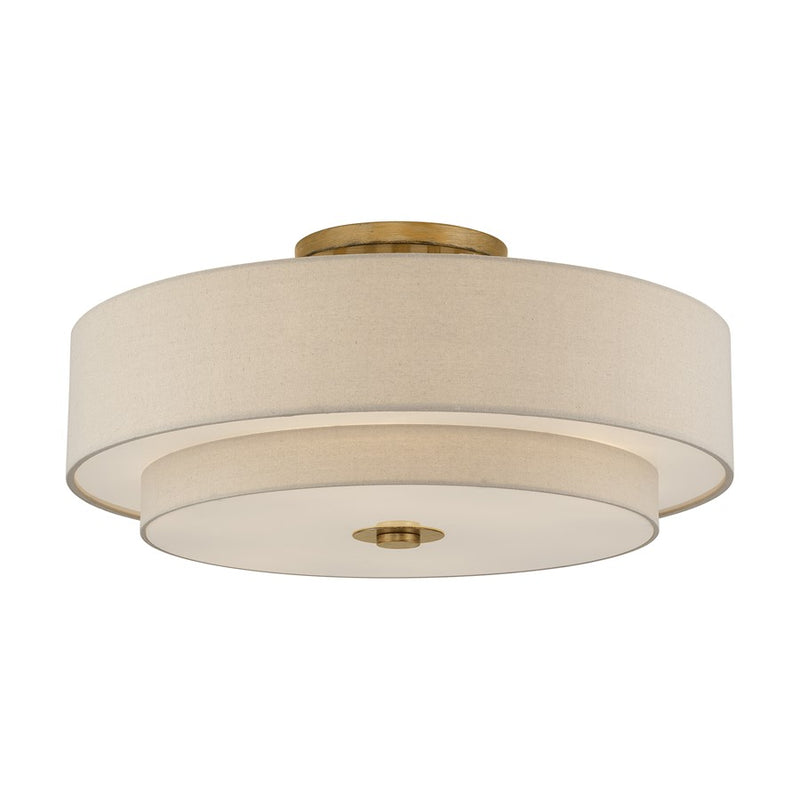 Livex Bellingham 6Lt 30" Semi-Flush, Gold/Parchment Hardback/White