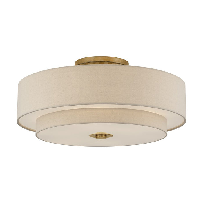 Livex Bellingham 6Lt 30" Semi-Flush, Gold/Parchment Hardback/White