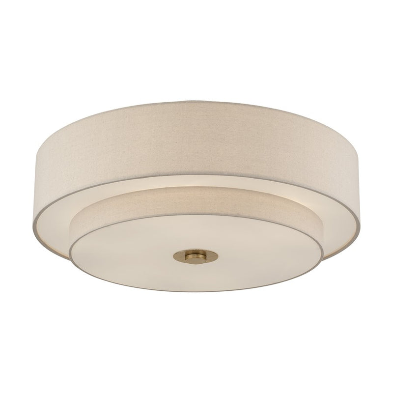 Livex Bellingham 6Lt 30" Semi-Flush, Gold/Parchment Hardback/White