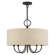 Livex Bellingham 5Lt Pendant Chandelier, Bronze/Parchment Hardback - 58865-07