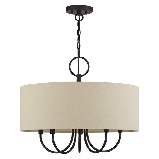 Livex Bellingham 5Lt Pendant Chandelier, Bronze/Parchment Hardback