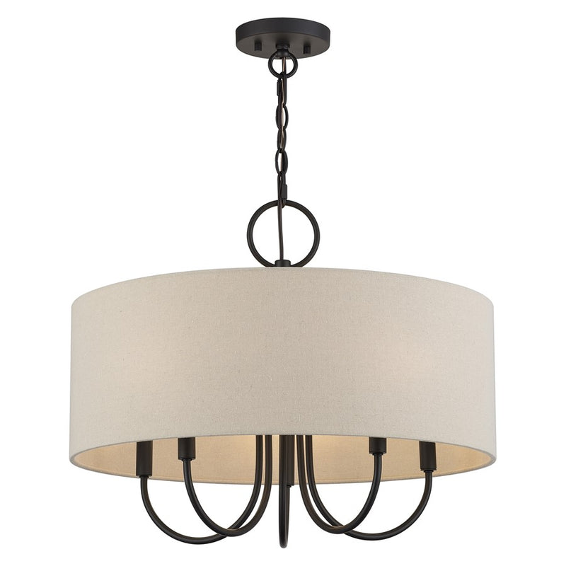 Livex Bellingham 5Lt Pendant Chandelier, Bronze/Parchment Hardback