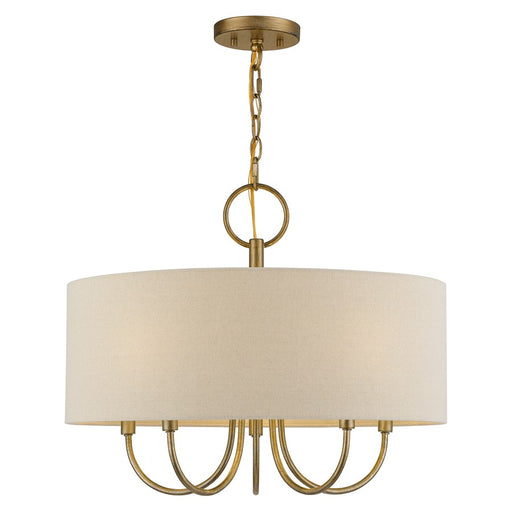 Livex Bellingham 5Lt Pendant Chandelier, Gold/Parchment Hardback - 58865-48