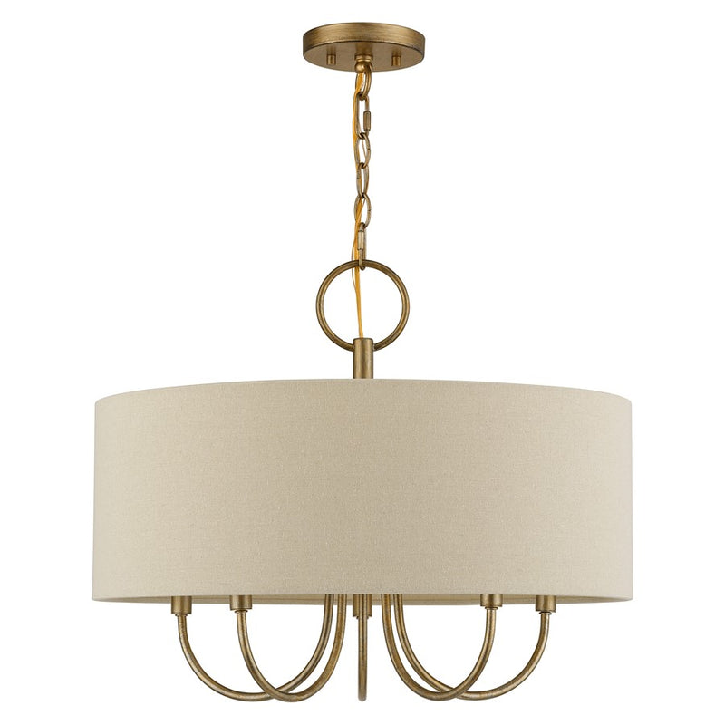 Livex Bellingham 5Lt Pendant Chandelier, Gold/Parchment Hardback