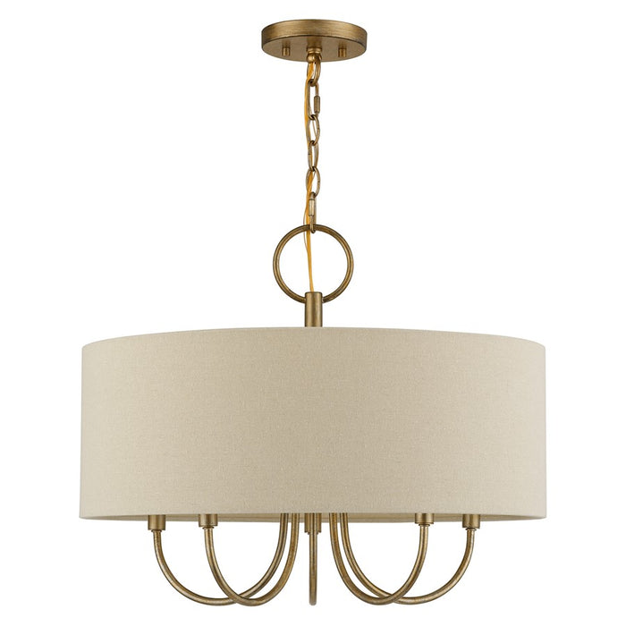Livex Bellingham 5Lt Pendant Chandelier, Gold/Parchment Hardback