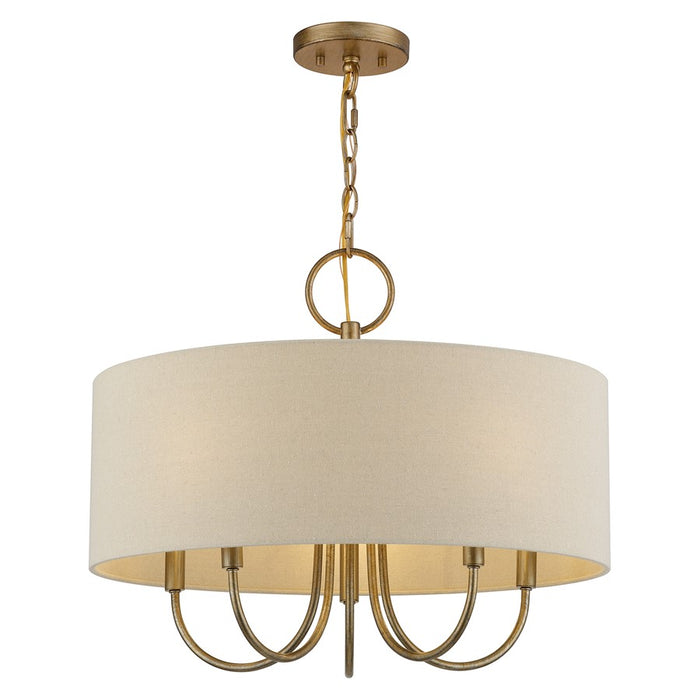 Livex Bellingham 5Lt Pendant Chandelier, Gold/Parchment Hardback
