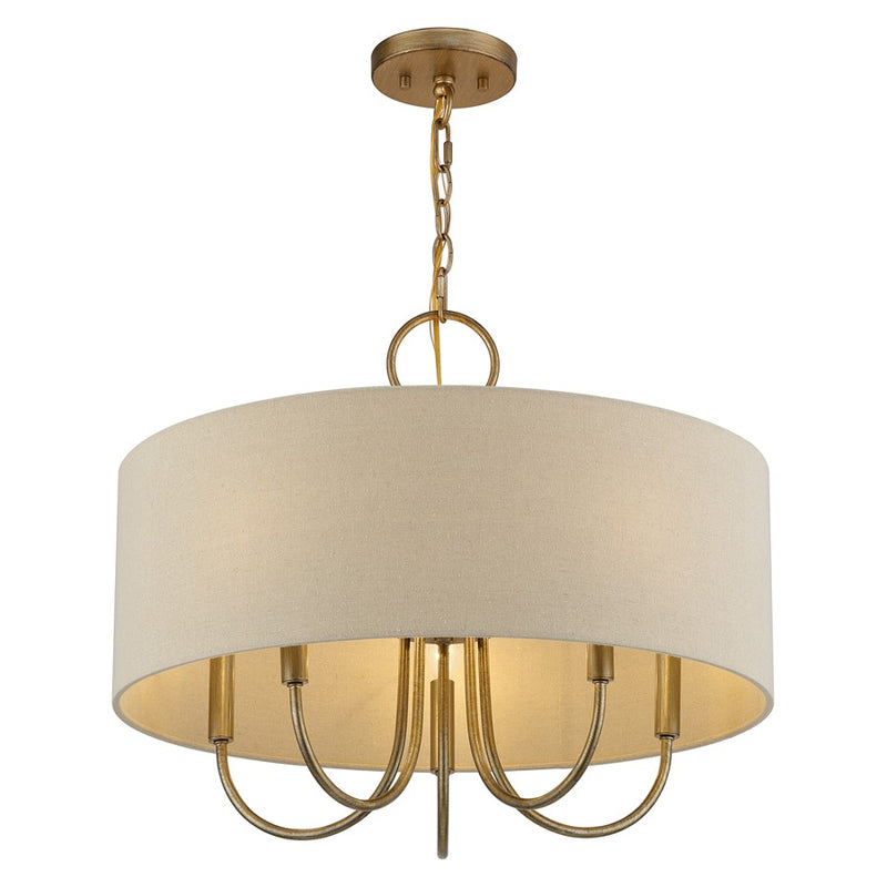 Livex Bellingham 5Lt Pendant Chandelier, Gold/Parchment Hardback
