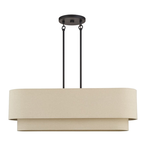 Livex Bellingham 4Lt Large Chandelier, Bronze/Parchment Hardback