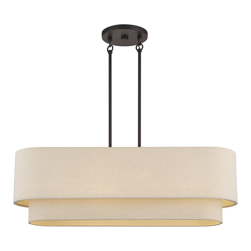 Livex Bellingham 4Lt Large Chandelier, Bronze/Parchment Hardback