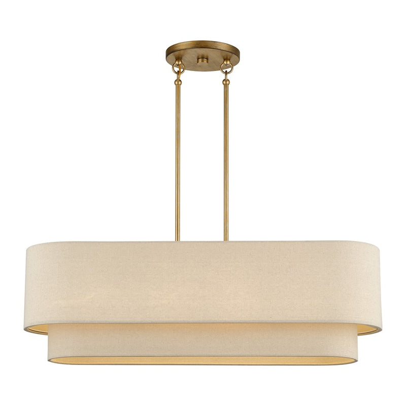 Livex Bellingham 4Lt Large Chandelier, Gold/Parchment Hardback
