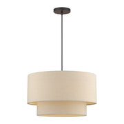 Livex Bellingham 3Lt Pendant, Bronze/Parchment Hardback - 58874-07