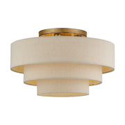 Livex Bellingham 4Lt 21" Semi-Flush, Gold/Parchment Hardback - 58876-48