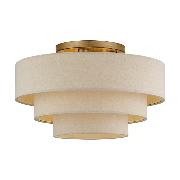Livex Bellingham 4Lt 21" Semi-Flush, Gold/Parchment Hardback - 58876-48
