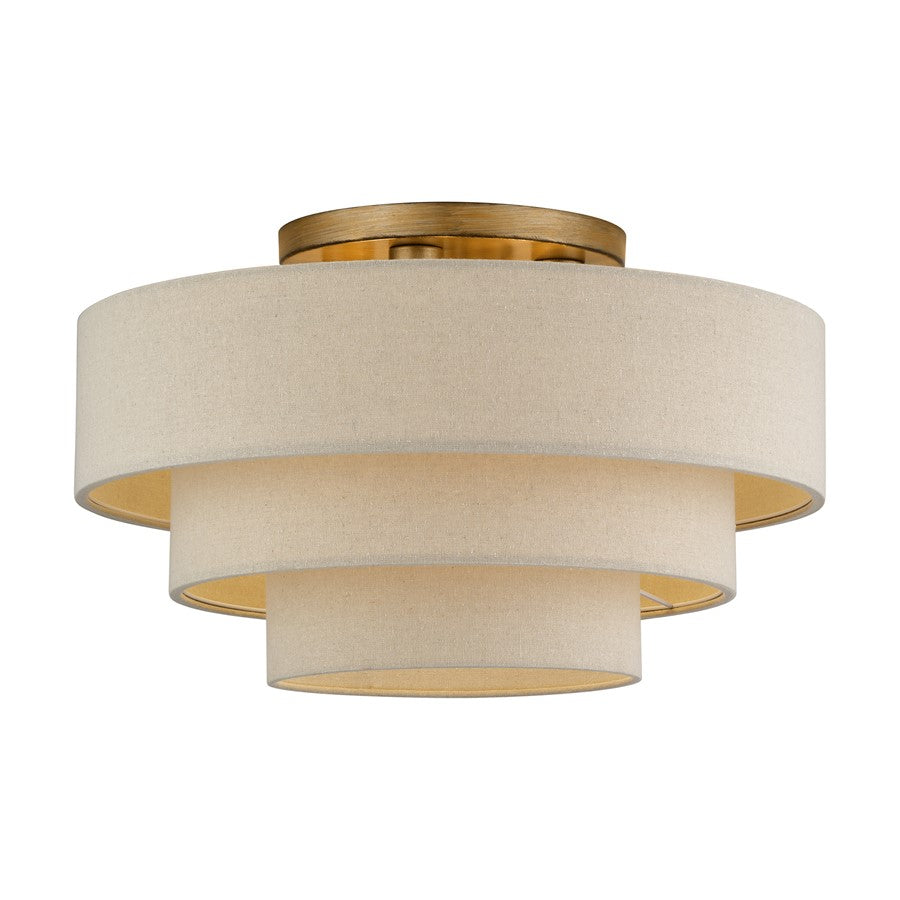 Livex Bellingham 4Lt 21" Semi-Flush, Gold/Parchment Hardback - 58876-48