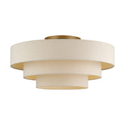 Livex Bellingham 5Lt 28" Semi-Flush, Gold/Parchment Hardback - 58877-48