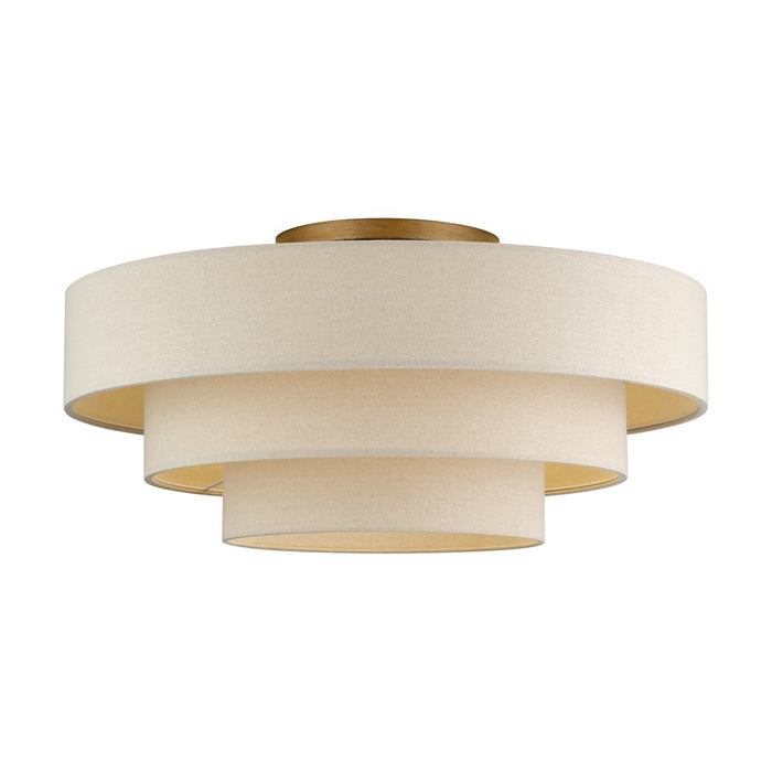 Livex Bellingham 5Lt 28" Semi-Flush, Gold/Parchment Hardback - 58877-48