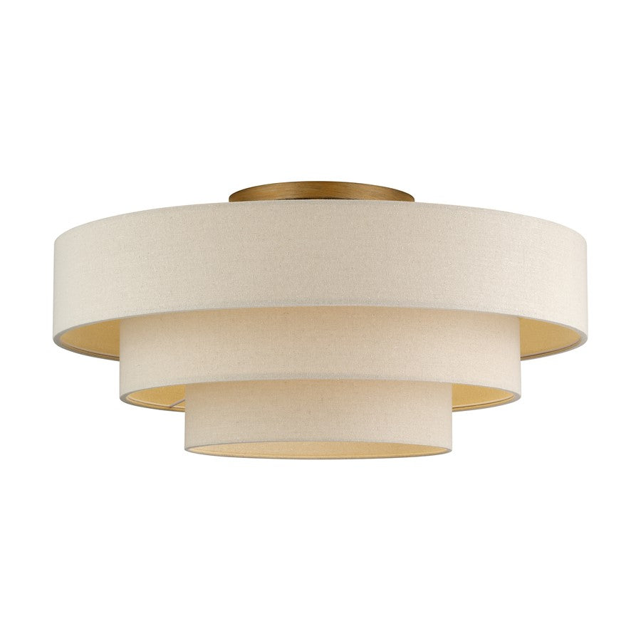 Livex Bellingham 5Lt 28" Semi-Flush, Gold/Parchment Hardback - 58877-48