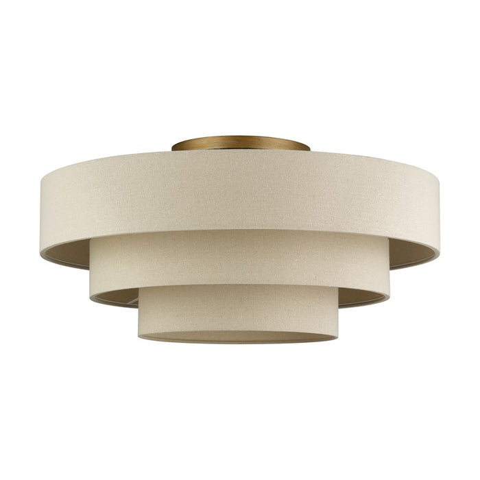 Livex Bellingham 5Lt 28" Semi-Flush, Gold/Parchment Hardback