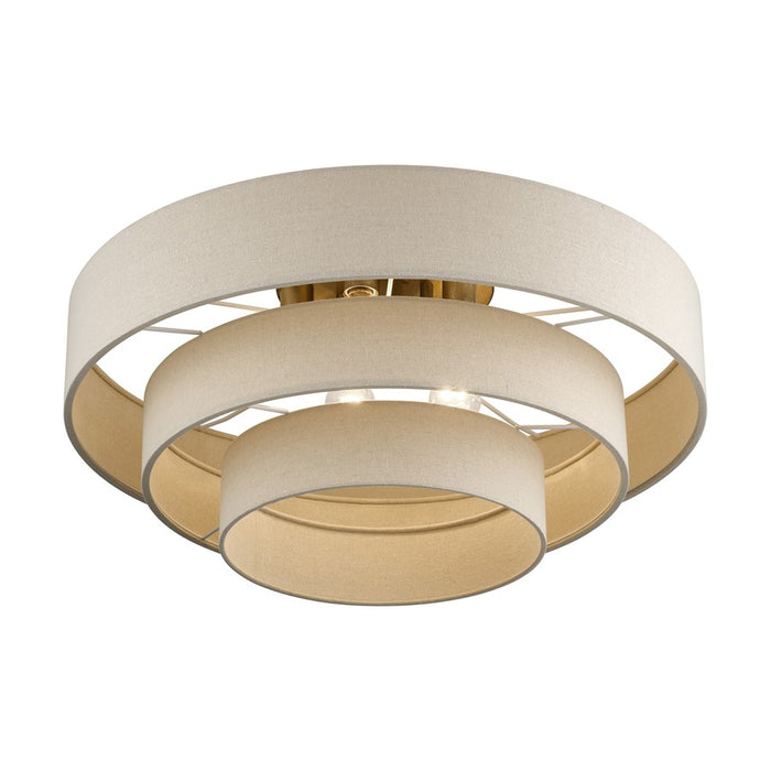 Livex Bellingham 5Lt 28" Semi-Flush, Gold/Parchment Hardback