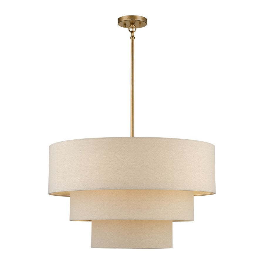 Livex Bellingham 5Lt 28" Pendant Chandelier, Gold/Parchment Hardback - 58878-48