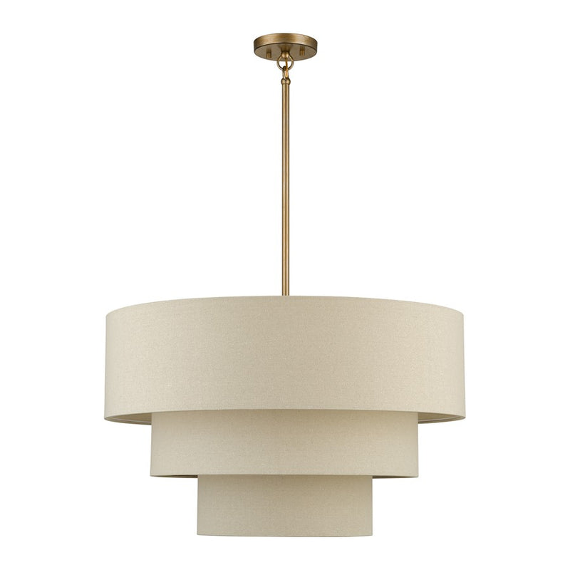 Livex Bellingham 5Lt 28" Pendant Chandelier, Gold/Parchment Hardback