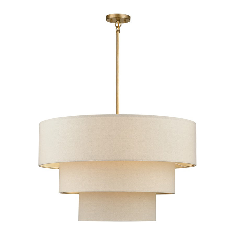 Livex Bellingham 8Lt 32" Pendant Chandelier, Gold/Parchment Hardback - 58879-48