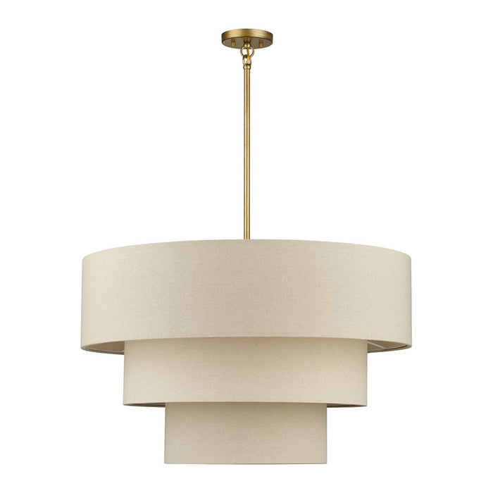 Livex Bellingham 8Lt 32" Pendant Chandelier, Gold/Parchment Hardback
