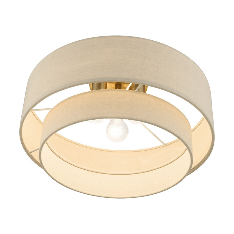 Livex Bellingham 3 Light Semi-Flush Mount, Gold Leaf/Parchment