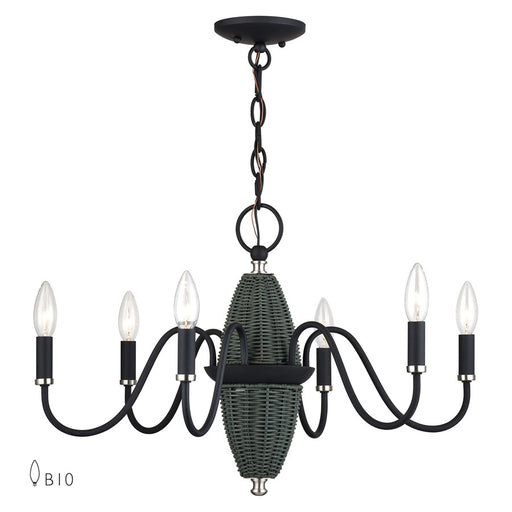 Livex Laurelin 6Lt 24" Chandelier, Black/Nickel/Charred Gray - 60002-04